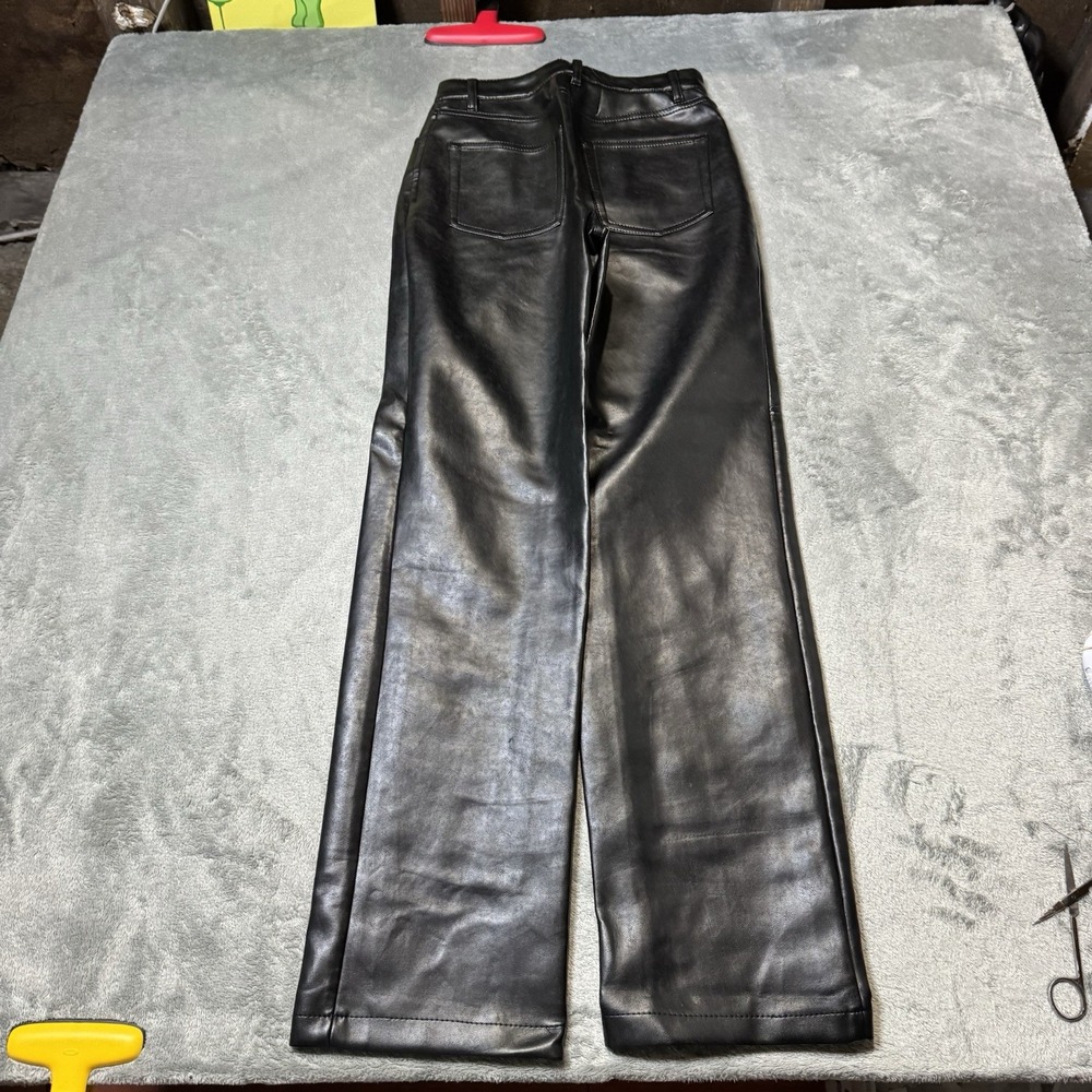 Aritzia Wilfred The Melina Soft Vegan Leather Straight Pant Black Size 23x27 - Picture 6 of 11